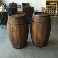 Set Tong Oak antik Modern untuk pernikahan, properti tong anggur merah tinggi 40cm/60cm/80cm untuk pernikahan bahan kayu ember es bak minuman
