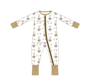 Pigiama intero <span class=keywords><strong>neonato</strong></span> premium in bambù a maniche lunghe, stampa horror teschio clown mostro Halloween, cerniera YKK, tutina morbida per neonati - Product Image 4