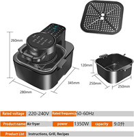 Appareil ménager électrique moderne en acier inoxydable, intelligent, numérique, multifonction, antiadhésif, 9L, avec écran tactile LCD, à commande numérique, écoénergétique