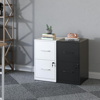 Armoire de rangement moderne en acier à deux tiroirs verrouillables avec roulettes, blanche, pour la maison, le bureau et l'atelier
