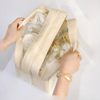 Trousse de Toilette de Voyage Pliable Double Couche en PU, Imperméable, Organisateur de Maquillage, Séparation Humide/Sèche, Pochette Cosmétique Portable pour Salle de Bain