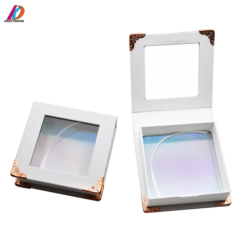 Eco Friendly False Pink Magnetic Eyelash Packaging Box With Clear PVC Window