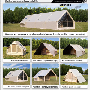 Tente de camping extensible à un étage en PVC et tissu de coton, gonflable, toutes saisons, 6,3+7,2 m², pour l'extérieur, à montage rapide, 3*2,1 m - Product Image 2