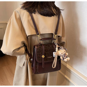 Automne et hiver Style léopard Design collège Style sac à bandoulière nouvel étudiant mode cuir sac à dos sac en gros - Product Image 5