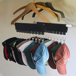 Organizador de almacenamiento de sombreros, rectangular negro, 10 o 12 clips, organizador colgante para gabinetes, para gorras y ropa, para uso en armarios. - Product Image 1