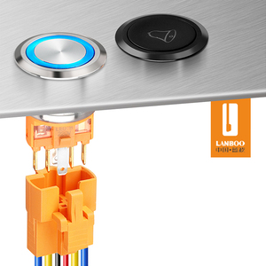 LANBOO 22MM 22B 1 no1nc interruttore a pulsante 7A contatto lento Design a lunga durata e prestazioni stabili pulsante a Led 12V 24V 220V - Product Image 5