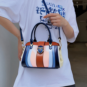 Sac fourre-tout rayé bleu et orange 2025 avec fermoir métallique et sac de transport <span class=keywords><strong>convertible</strong></span> - Product Image 6