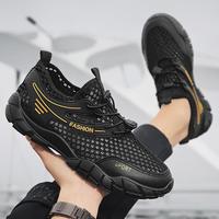 Chaussures de sport décontractées en cuir tendance pour hommes, avec doublure en maille respirante, à lacets, pour la marche et le fitness