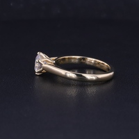 Bague en or 9 carats pour femme, forme ronde intemporelle, diamant de laboratoire, sertissage solitaire à 6 griffes, bijoux de fiançailles fins personnalisés