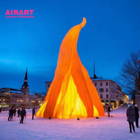 Ballon gonflable en forme de feu d'activité de fête carrée, flamme gonflable de haute qualité avec lumière led pour la nuit de feu de joie