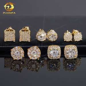 USA Stock Hip Hop Jewelry Mens Moissanite <strong>Earrings</strong> Pass Diamond Tester Solid 925 Silver Iced Out Moissanite Screw <strong>Back</strong> <strong>Earrings</strong> - Product Image 4