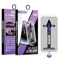 Protection d'écran en verre trempé pleine couverture pour iPhone 17 Air 16E 16 15 Pro Max 14 Plus 13 12 11 avec kit d'installation