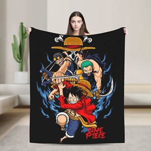 Mantas de Lana Tejidas de <span class=keywords><strong>Manga</strong></span> con Diseño de Luffy y Zoro, Decoración de Verano para Aire Acondicionado, Cubrecamas Suaves y Cálidos, Derivados de Anime - Product Image 1