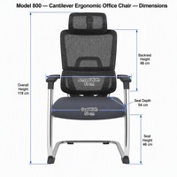 Chaise de bureau exécutive en maille avec appui-tête, ergonomique, pour visiteurs, sur base chromée, idéale pour les zones de réception – Vente directe usine