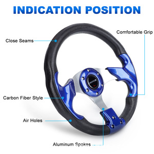 Universal 320mm PU Racing Steering <b>Wheel</b> Black Silver Aluminum <b>Spokes</b> Car Modification - Product Image 5
