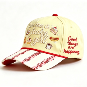 <span class=keywords><strong>Gorra</strong></span> <span class=keywords><strong>de</strong></span> Béisbol Lucky Girl con Frases Positivas, Cosas Buenas Pasando, Bordado Estético, Visera con Rayas, 6 Paneles, <span class=keywords><strong>Gorra</strong></span> <span class=keywords><strong>de</strong></span> Algodón - Product Image 2