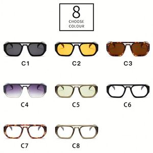Lunettes de soleil rétro polygonales carrées pour femmes, personnalisables avec logo, UV400, double pont, collection 2025 - Product Image 4