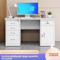 Bureau d'ordinateur moderne et minimaliste en acier avec tiroir verrouillable pour médecins et comptables