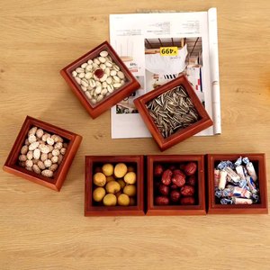 Caja de madera para frutas, cuadrada, con tapa desmontable, estilo chino nuevo, para sala de estar, almacenamiento de dulces, nueces y bocadillos - Product Image 1