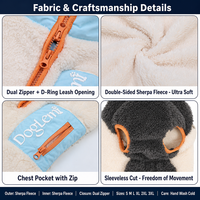 Vêtements pour chien et veste polaire assortie pour propriétaire, manteau chaud pour animaux de compagnie automne-hiver, fermeture éclair bidirectionnelle avec ouverture pour laisse pour la promenade