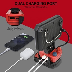 Đèn <span class=keywords><strong>LED</strong></span> làm việc cầm tay 40W 4000LM 18V dùng pin cho máy Milwaukee m18 với cổng sạc USB & Type-C, đèn <span class=keywords><strong>LED</strong></span> sạc lại được dùng cho xưởng - Product Image 4