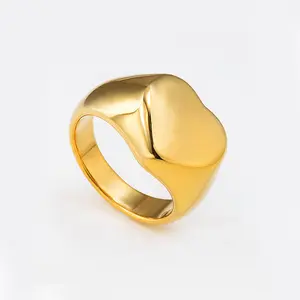 Anillos de acero inoxidable para nudillos chapados en oro de 18K para mujer, anillos minimalistas en forma de corazón