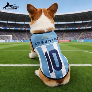 Cute Letter Pattern Jerseys Breathable Polyester Blend Pet National Football Team <strong>Dog</strong> Vest Soccer Shirts Comfortable 4xl - Product Image 2