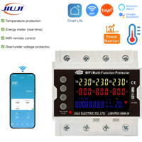 Protecteur triphasé à réinitialisation automatique JIUJI 80A, montage sur rail DIN, AC80-300V, moniteur d'énergie LCD, RS485, protection contre la surchauffe et l'inéquilibre