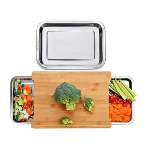 Planche à découper en bambou Jelin avec tiroir 40x25cm, planche à découper multifonctionnelle pour légumes, viande, fromage - Product Image 4