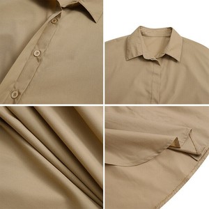 S-5XL 大きいサイズ レディース シャツワンピース 無地 ラペル 長袖 カジュアルワンピース - Product Image 5