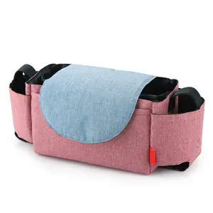 Organisateur de poussette à sangle antidérapante de qualité, sac à couches Portable pour bébé, organisateur de poussette avec plusieurs poches