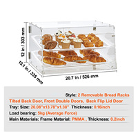 Vitrine à pâtisserie pour beignets, bagels, gâteaux, 2 étages, biscuits, acrylique transparent, réutilisable, robuste et stable, 20,7 x 13,2 x 11,9 pouces