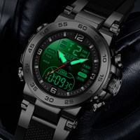 Montre Homme LIGE FB0093 Numérique Étanche Silicone Grand Cadran LED Analogique Multifonctionnelle Double Heure Affichage Rétroéclairé