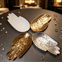 Plateau à bijoux en céramique personnalisé, coloré, en or blanc et argent, en forme de main irrégulière, pour bagues et bibelots, décoration d'intérieur multifonctionnelle