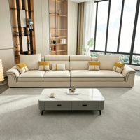 Canapé modulaire en forme de L, canapé d'angle en tissu cuir beige pour salon, meubles de maison