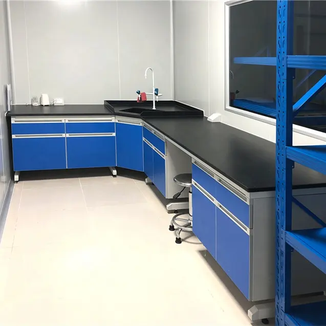 Furnitur laboratorium kimia medis baru 2024 dengan bangku dinding Worktop Resin epoksi