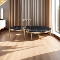 Nouvelle table basse de salon haut de gamme avec plateau en marbre et structure en acier inoxydable, ensemble de tables basses rondes pour la maison