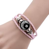 Bracelet en cuir tressé multi-couches fait main unisexe vintage avec perles, motif Lune et Soleil, pour les amoureux du temps