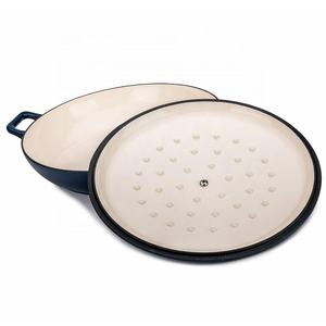 Marmite à soupe <span class=keywords><strong>en</strong></span> <span class=keywords><strong>fonte</strong></span> grise émaillée de <span class=keywords><strong>grande</strong></span> taille, Casserole peu profonde - Product Image 3