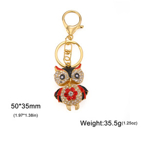 Dễ Thương <span class=keywords><strong>Owl</strong></span> Pha Lê Móc Chìa Khóa Nhẫn Chủ Cho Phụ Nữ Cô Gái Hoa Ví Túi Khóa Mặt Dây Chuyền Xe Móc Khóa Keychain - Product Image 6