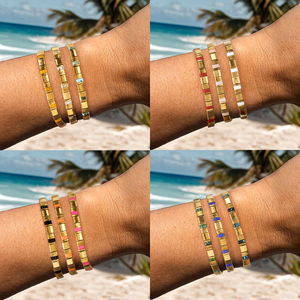 Bracelets en perles de verre multicolores TILA Go2boho pour femmes, bracelets extensibles délicats Go2boho, bijoux de mode en gros - Product Image 3