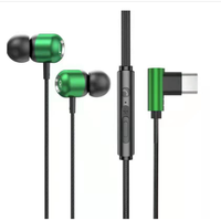 Casque intra-auriculaire de type c Casque stéréo de basse Écouteur filaire en métal avec micro et contrôle du volume
