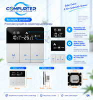 Nouvel Arrivage Thermostat de Chauffage au Sol Électrique à Bouton Poussoir Certifié CE 16A 3200W 230V pour Câble, Film et Tapis Chauffants