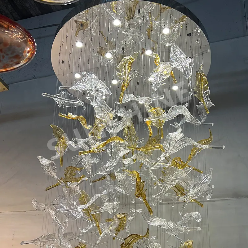 Сделанный на заказ большой внутренний декоративный проект подвесные светильники для гостиничной виллы современная светодиодная люстра