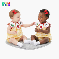Puresun Fournisseur Personnalisé Col à Applique Motif Pétale 100% Coton Motif Dessin Animé Été Doux pour la Peau Barboteuses Bébé Fille Personnalisées