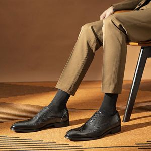 A.N.M.bullock Custom Brand Factory Direct Supply Handmade Men's Office Career <b>Pointed</b> Toe Lace-Up Anti-Slip Breathable Dress - Product Image 2