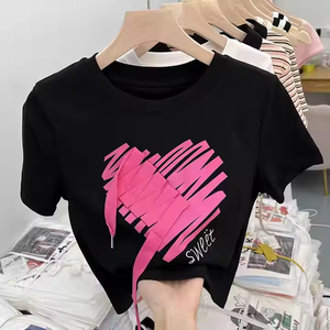 Alta qualità traspirante puro cotone t-shirt Sexy scollato <span class=keywords><strong>Top</strong></span> per le signore estate stampa digitale all'ingrosso disponibile - Product Image 2