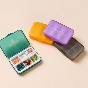 Boîte à pilules portable à 6 compartiments en forme de croix, organiseur de pilules de voyage en plastique durable pour le stockage hebdomadaire des médicaments - Product Image 4