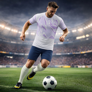 Camiseta de Fútbol con Estampado Geométrico Agrietado, Cuello Redondo, Manga Raglán, Uniforme Deportivo Personalizado para Equipos - Product Image 2