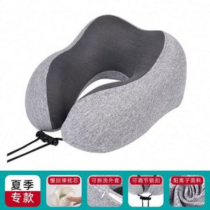 Oreiller de voyage en caoutchouc avec logo personnalisé - Oreiller d'avion portable en forme de U avec impression sérigraphique pour cadeaux promotionnels - Product Image 4